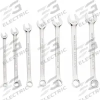 KLEIN TOOLS Combination Wrench Set: Alloy Steel, Nickel Chrome, 7 Tools, 15° Head Offset Angle (MPN 68400). Key specifications — attr309520: Nickel Chrome; attr309519: Alloy Steel; attr324929: KLEIN TOOLS; attr309512: Pouch; attr309522: No; attr309533: No.