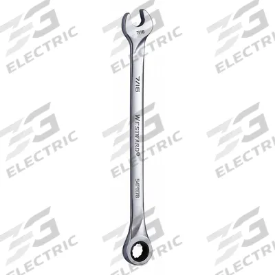 WESTWARD Combination Wrench: Alloy Steel, Chrome, 7/16 in Head Size, 7 5/8 in Overall Lg - SAE 12-Point Ratcheting Combination Wrenches
