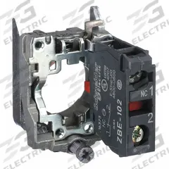 SCHNEIDER Contact Block: 22 mm Panel Mounting Size, 1NC, Momentary, ZB4 Series (MPN ZB4BZ102). Key specifications — Switch Action: Momentary; Terminal Connection Type: Screw Clamp Terminals; Brand: SCHNEIDER; Compatible with Series: ZB4.