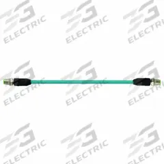 MURRELEKTRONIK Cordset: Cat6, M12 Male Straight x M12 Male Straight, 2 m Lg, TPE, Turquoise, X, IP67 (MPN 7700-51001-S4X0200). Key specifications — Brand: MURRELEKTRONIK; Cable Jacket Color: Turquoise; End 1 Coding: X; End 2 Coding: X; IP Rating: IP67; Performance Category: Cat6.