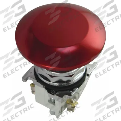 EATON Mushroom Head Push Button: Non-Illuminated, Mushroom Head Profile, Metallic - Mushroom-Head Push Buttons