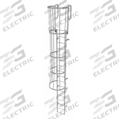 TRI-ARC Fixed Ladder with Safety Cage: 20 ft Overall Ht, 18 in Overall Wd, Steel - Safety Cage Walk Through Fixed Ladders