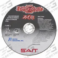 SAIT Abrasive Cut-Off Wheel: Type 1, 7" x 0.09" x 5/8", Zirconia Alumina, 36 Grit, Z-Tech (MPN 23827). Key specifications — Series: Z-Tech; Brand: UNITED ABRASIVES-SAIT.