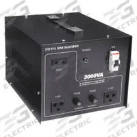 APPROVED VENDOR Step Up/Step Down Voltage Converter: 3 kVA Power Rating, Single Phase, 50/60 Hz (MPN 30C523). Key specifications — Frequency: 50/60 Hz; Protective Device: Circuit Breaker; Voltage Conversion: 110 to 220V AC; Brand: APPROVED VENDOR; Phase: Single.