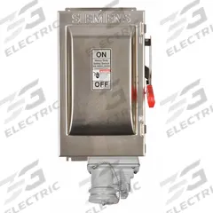 SIEMENS Safety Switch: Non-Fusible, 100 A, Three Phase, 600V AC, 304 Stainless Steel, Indoor/Outdoor (MPN HNF363SCH). Key specifications — attr867074: SIEMENS; attr925469: Crouse-Hinds Arktite.
