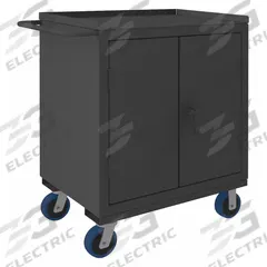 DURHAM MFG Mobile Cabinet Workbench: 42 5/16 in x 24 in, Steel, 1,900 lb Overall Load Capacity, Gray (MPN HDCM243647-1T95). Key specifications — Included Components: Handle on Side; Assembly: Fully Assembled; Brand: DURHAM MFG.