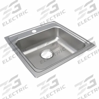 JUST MANUFACTURING Bowl Drop-In Sink: 19 1/2 in Overall Lg, 19 in Overall Wd - One-Bowl Counter-Mounted Kitchen & Bar Sinks without Faucets