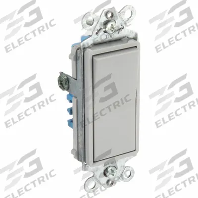 HUBBELL Wall Switch: Rocker Switch, 3-Way, Maintained, Gray, 120/277V AC - Rocker Wall Switches