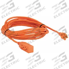APPROVED VENDOR Extension Cord: Indoor Use, 25 ft Lg, 3 Outlets, 5-15P, 16/3, SJT, Orange, Block (MPN 1FD73). Key specifications — Brand: APPROVED VENDOR; Temperature Rating: 0° to 167°F; NEMA Plug Configuration: 5-15P.