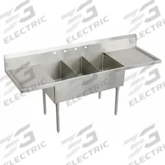 ELKAY Scullery Sink: 3 Bowls, 44 in Overall Ht, 120 in Overall Lg, 27 1/2 in Overall Wd, Widespread (MPN WNSF8372LR4). Key specifications — Brand: ELKAY.