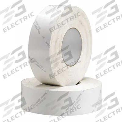 POLYKEN Duct Tape: Medium Duty, White, 3 in Wd, 60 yd Lg, 12 mil Thick, 225FR, Rubber - Flame-Retardant Duct Tape