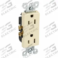 LEVITON Receptacle: Decorator Duplex, 5-15, Ivory, 125V AC, 15 A, 2 Pole / 3 Wire (MPN 5325-I)
