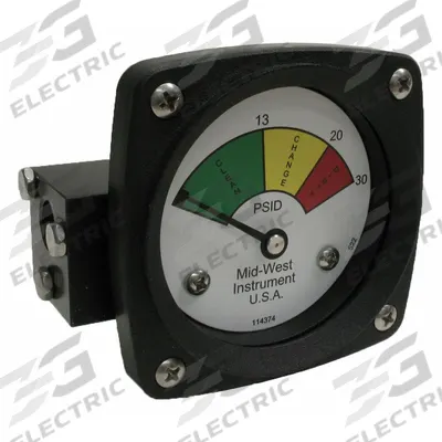MIDWEST INSTRUMENT 3-Color Differential Pressure Indicator: 1,000 psig Max - Differential Pressure Indicators