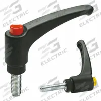 ELESA Adjustable Handles: Gray Cap, Plastic w/ Steel Thread, M5 Thread, 20 mm Thread Lg, 44 mm Lg (MPN 234111-C3). Key specifications — Push Button Color: Gray; Brand: ELESA.