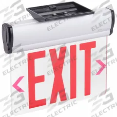Exit Sign: 1 Faces, Red, Aluminum, Universal Field Selectable Chevrons, LED, Silver, Nickel Cadmium (MPN 6CGL3). Key specifications — Housing Color: Silver; Brand: APPROVED VENDOR; Lighting Technology: LED; Self Diagnostics: No; Housing Material: Aluminum; Text Color: Red.