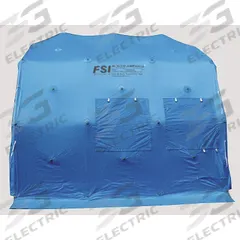 FSI Portable Triage Tent Set: 12 ft Overall Lg, 13 1/2 ft Overall Wd, 8 1/2 ft Overall Ht, Blue (MPN DATQE13512). Key specifications — Includes: Hammer; Product Type: Portable Triage Tent Set; Brand: FSI.