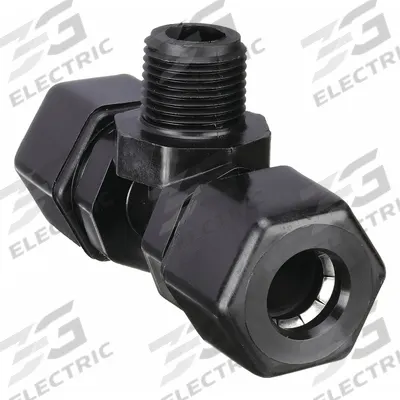 PARKER Compression Tee Fitting: 3/8 in OD x 3/8 in OD x 1/4 in Pipe Size - Polypropylene Compression Tube Fittings