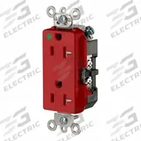 LEVITON Duplex Receptacle Outlet: Hospital Grade, Duplex, 5-20R, Red, 125V AC, 20 A, 2 Pole / 3 Wire (MPN 16362-SGR)