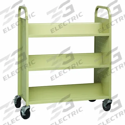 HIRSH Book Cart: 46 1/4 in Overall Ht, 38 in Overall Wd, 18 in Overall Dp, Double-Sided Sides - Book Trucks