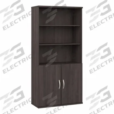 BUSH BUSINESS FURNITURE Bookcase: Dark Gray, Laminate/Wood, 72 3/4 in Overall Ht - Stationary Bookcases