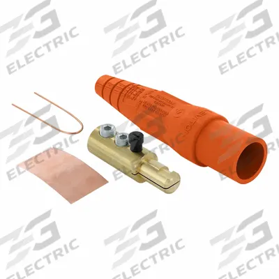 LEVITON Single Pole Inline: Male, Orange, 600V AC/600V DC, 400 A, Double Set Screw Termination - Plugs with Set Screw Terminations