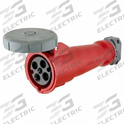HUBBELL Pin and Sleeve Connector: Red, 480V AC, Three Phase, 100 A, 3 Pole, 4 Wire - Washdown-Rated Connectors