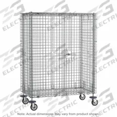 METRO Security Cart: 900 lb, 60 in L x 30 in W Self, 65 in L x 34 in W x 69 in H Overall Dim, Silver (MPN SEC66EC). Key specifications — Shelf Type: Adjustable; Caster Brake Type: Side Pedal Brake; Brand: METRO; Caster/Wheel Configuration: (2) Swivel with Brake; Shelves Included: None.