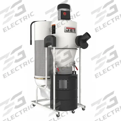 JET Wood Dust Collector: Cyclone, 115V AC - Mobile Cyclone-Style Wood Dust Collectors with Cartridge Filter