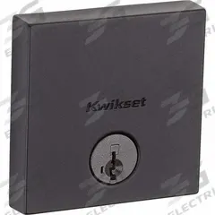 KWIKSET Single Cylinder Deadbolt: Cylindrical, 1 3/4 in Door Thick - Max, Black (MPN 258-SQT-514-SMT-6AL-STRKP). Key specifications — ADA Compliant: Yes; Brand: KWIKSET; Finish: Flat Black Coated; Includes Core: Core Included.