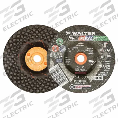 WALTER SURFACE TECHNOLOGIES Depressed Center Grinding Wheel: Type 29, 5" x 1/4" x 5/8"-11 - General Purpose Grinding Wheels for Carbon & Stainless Steel