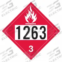 LABELMASTER Flammable Liquid Placard: 1263, 10 3/4 in x 10 3/4 in, 10 3/4 in Label Ht, Vinyl, 25 PK (MPN ZEZ21263). Key specifications — Brand: LABELMASTER; Message: 1263.