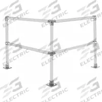 HOLLAENDER Corner Connector: 1 7/8 in Overall Dia, 42 in Overall Ht, 8 ft Overall Dp, Corner Kit (MPN 50150). Key specifications — Product Type: Corner Kit; Brand: HOLLAENDER; Color: Silver; Handrail Shape: Round; Material: Aluminum.