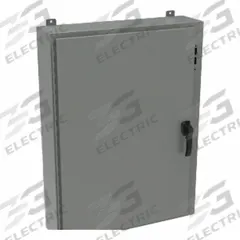 HAMMOND Disconnect Enclosure: NEMA 12/13/4, Powder-Coated Steel, 42 in x 37 in x 10 in, Handle (MPN 1447SJ10HK). Key specifications — Brand: HAMMOND; Closure Method: Handle.