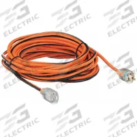 APPROVED VENDOR Extension Cord: Outdoor Use, 50 ft Lg, Outlet, 5-15P, 14/3, SJTW, Black/Orange (MPN 1FD55). Key specifications — Brand: APPROVED VENDOR; Temperature Rating: -40° to 167°F; NEMA Plug Configuration: 5-15P.