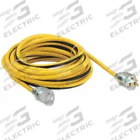 APPROVED VENDOR Extension Cord: Outdoor Use, 25 ft Lg, Outlet, 5-15P, 12/3, SJTW, Black/Yellow (MPN 1XUP6). Key specifications — Brand: APPROVED VENDOR; Temperature Rating: -40° to 167°F; NEMA Plug Configuration: 5-15P.