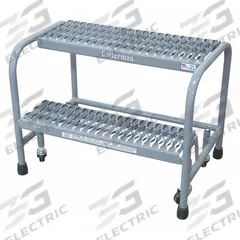 COTTERMAN Step Stool: 1.7 ft Overall Ht, 450 lb Load Cap, 2 Steps, Steel, 1.7 ft Standing Ht (MPN 1002N2626A6E10B3C1P1). Key specifications — attr1051722: Rolling Step Stool; attr1055542: Not Stackable; attr1051712: Replacement Foot Pads; attr1051697: COTTERMAN; attr1051699: (4) Swivel; attr1051702: Gray; attr1051707: Rubber; attr1051708: Slip-Resistant.
