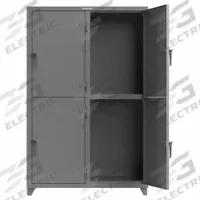 STRONG HOLD Locker: 48 in x 24 in x 75 in, Solid, 2 Tiers, 2 Units Wide, Padlock Hasp, Assembled (MPN 46-4D-24-2T-L). Key specifications — Brand: STRONG HOLD; Locker Color: RAL 7037 "Dusty Gray"; Door Type: Solid; Locker Material: Steel; Assembled: Assembled; Number Plate Included: No.