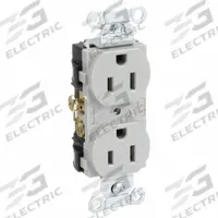 HUBBELL Receptacle: Duplex, 5-15, Gray, 125V AC, 15 A, 2 Pole / 3 Wire (MPN CR15GRY)