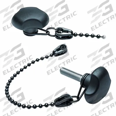 ELESA Hand Knob: 3 Point, M10 Thread, Blind Hole, 200 mm Tether Lg, Black, Plastic - Tethered Corrosion-Resistant 3-Arm Knobs with Threaded Hole