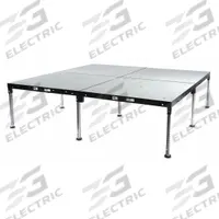 BIL-JAX Portable Stage Package: 2.3 ft Max Overall Ht, 40 ft Overall Lg, 40 ft Overall Wd (MPN 0106-GPSP-40X40). Key specifications — Brand: BIL-JAX; Includes: (100) Modular Decks; Material: Wood.