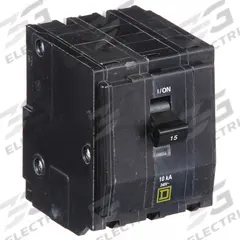 SQUARE D Miniature Circuit Breaker: 15 A, 120/240V AC, Three Phase, 10kA at 120/240V AC, 3 Poles (MPN QO315). Key specifications — Phase: Three; Amps: 15 A; AC Voltage Rating: 120/240V AC; Max. AIR Rating: 10kA at 120/240V AC; For Use With: QO Load Centers and NQ Panelboards; Brand: SQUARE D.