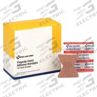 FIRST AID ONLY Adhesive Bandage: Fingertip Bandages, 1 3/4 in Wd, 2 in Lg, Not Metal Detectable (MPN G127). Key specifications — Product Type: Fingertip Bandages; Unitized: Unitized; Water Resistance: Not Water Resistant; Brand: FIRST AID ONLY; Latex Content: Latex Free; Metal Detectable: Not Metal Detectable; Package Type: Box; Manufacturer Part Number: G127.