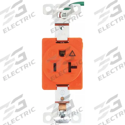 BRYANT Receptacle: Single, 5-20, Orange, 125V AC, 20 A, 2 Pole / 3 Wire (MPN 5361IG) - General Purpose Receptacles
