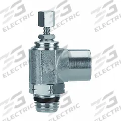 AIGNEP USA Universal Flow Control: Elbow Fitting, Knob, 1/4 in Valve Body Size, 1/4 in Tube (MPN 88957-04-04). Key specifications — attr947203: Stainless Steel; attr947205: AIGNEP USA.