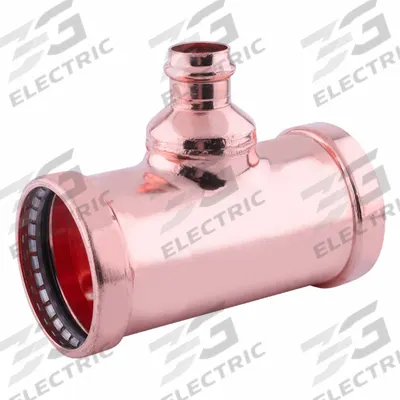 APPROVED VENDOR Crimp Tee Fitting: Tee, 2 1/2 in CTS x 2 1/2 in CTS x 1/2 in CTS size - Plumbing Copper & Bronze Press Tube Fittings