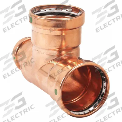 VIEGA PROPRESS Crimp Tee Fitting: Tee, 2 1/2 in CTS x 1 1/2 in CTS x 2 1/2 in CTS size - Plumbing Copper & Bronze Press Tube Fittings