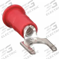 3M Fork Terminals: Red, Vinyl, #6 Stud Size, 22 AWG – 18 AWG Wire Range, Block Fork, 1,000 V (MPN BFV18-6Q). Key specifications — Barrel Style: Funnel; Manufacturer Part Number: BFV18-6Q; Brand: 3M; Series: TR.