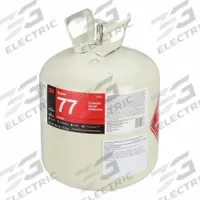 3M Spray Adhesive: Super 77, Gen Purpose Bonding & Repair, 29.3 lb, Tank, Clear (MPN SUPER 77). Key specifications — Primary Applications: General Purpose Bonding & Repair; Brand: 3M; Adhesive Color: Clear; Features: Aggressive Tack; Materials Bonded: Metal; Spray Pattern: Mist; Product Type: Spray Adhesive; Series: Super 77.