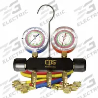 PRO-SET Manifold Gauge Set: 2 Valves, 3 Hoses, 2 1/2 in Gauge, For R-22/R-404A/R-410A (MPN MBHP5). Key specifications — Hose Connection Type: SAE; Product Type: Manifold Gauge Set; For Refrigerant Type: R-410A; Brand: PRO-SET.