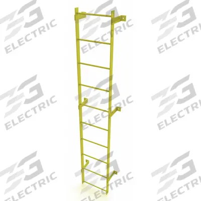 TRI-ARC Ladder,Steel,Standard Fixed,10-Rung: 10 ft Overall Ht, 25 in Overall Wd - Fixed Ladders